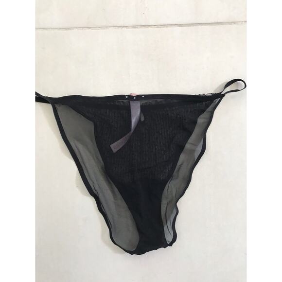 Savage X Fenty Lingerie Sheer Textured Polka Dot Striped Pleated Panty - Picture 6 of 7